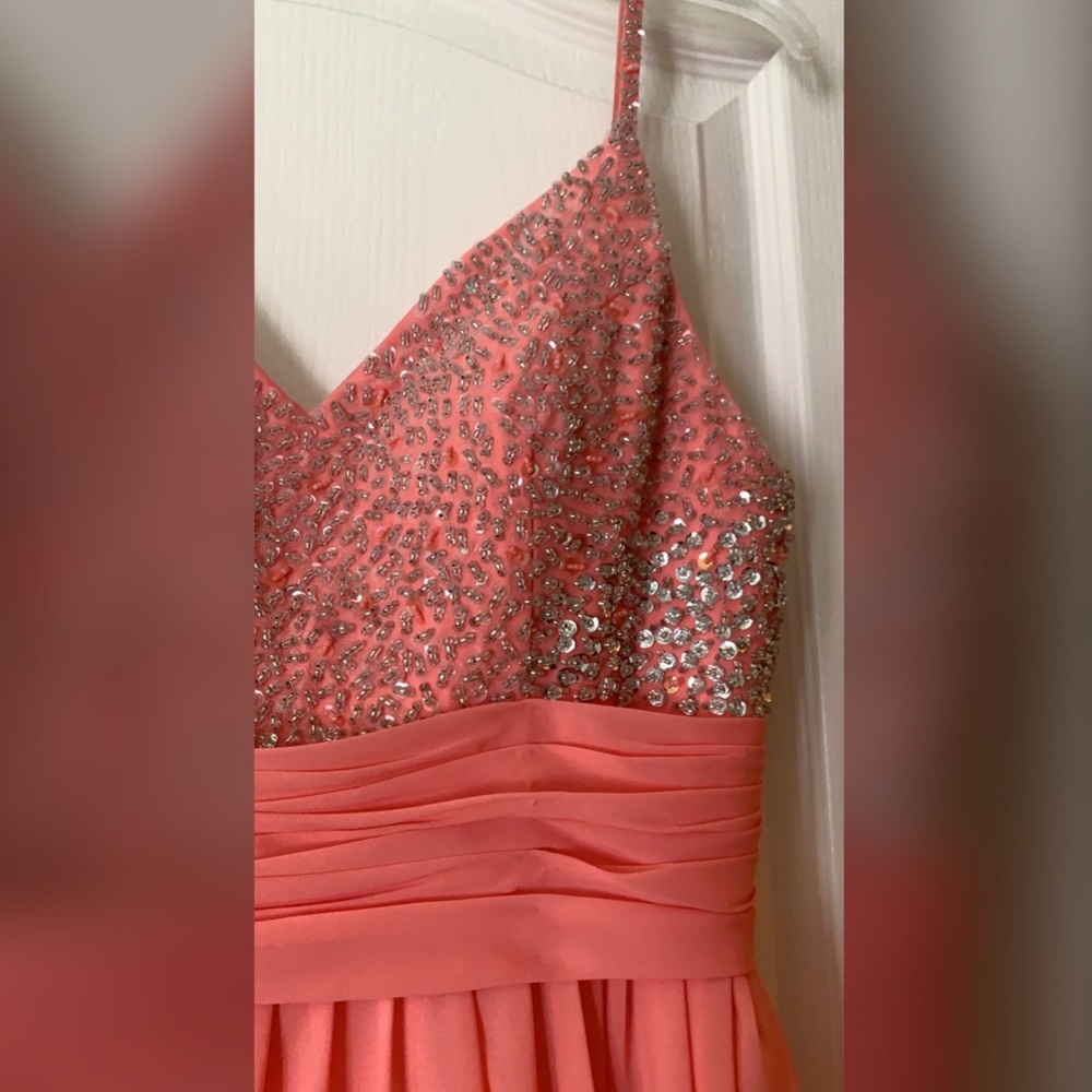Pink chiffon floor length dress